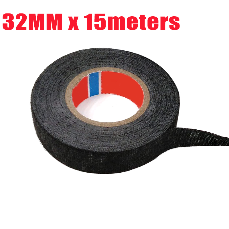 15 meter tesa type coroplast selvklæbende stoftape til ledningsnet ledningsvæv bredde 9/15/19/25/32mm længde 15m: 32mm