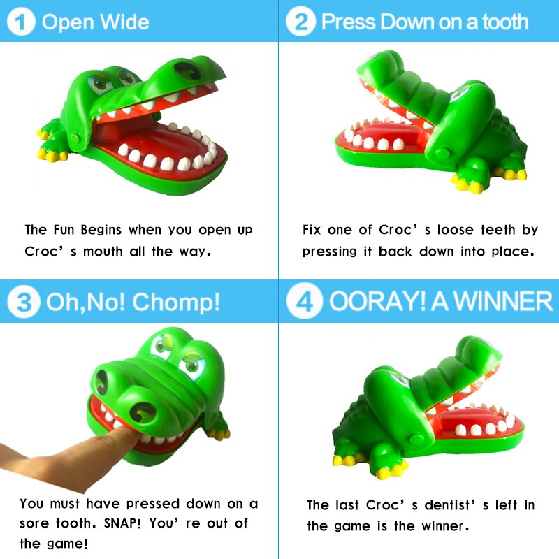 Crocodile bouche dentiste grande bouche Crocodile mordre doigt jeu drôle soulagement du Stress Gags jouets avec lumière et son enfants