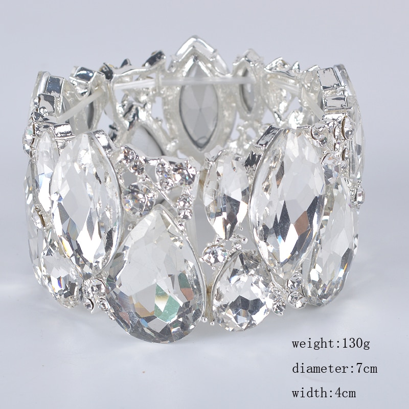Moda nova marquise cristal manguito pulseiras pulseiras grande estiramento bangle para mulheres casamento nupcial pulseira jóias presente para meninas