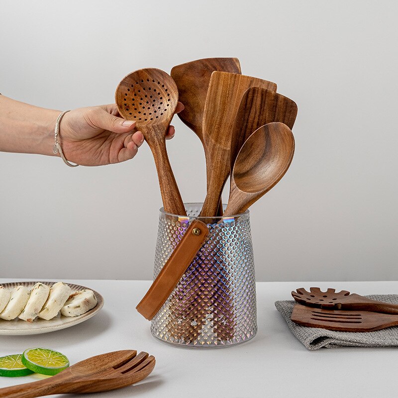 Teak Spoon Set Acacia Wood Long Handle Cooking Utensils Non-stick Pan Special Wooden Cooking Spatula