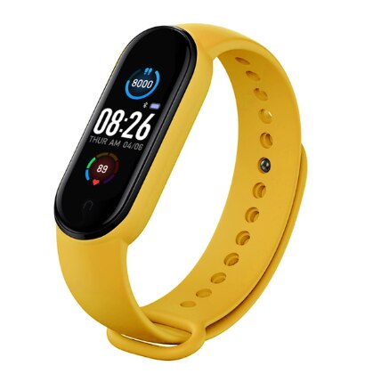 Bluetooth digitale armband heren dames full touch horloges sport fitness tracker hartslagmeter smartband waterdichte horloges: Geel