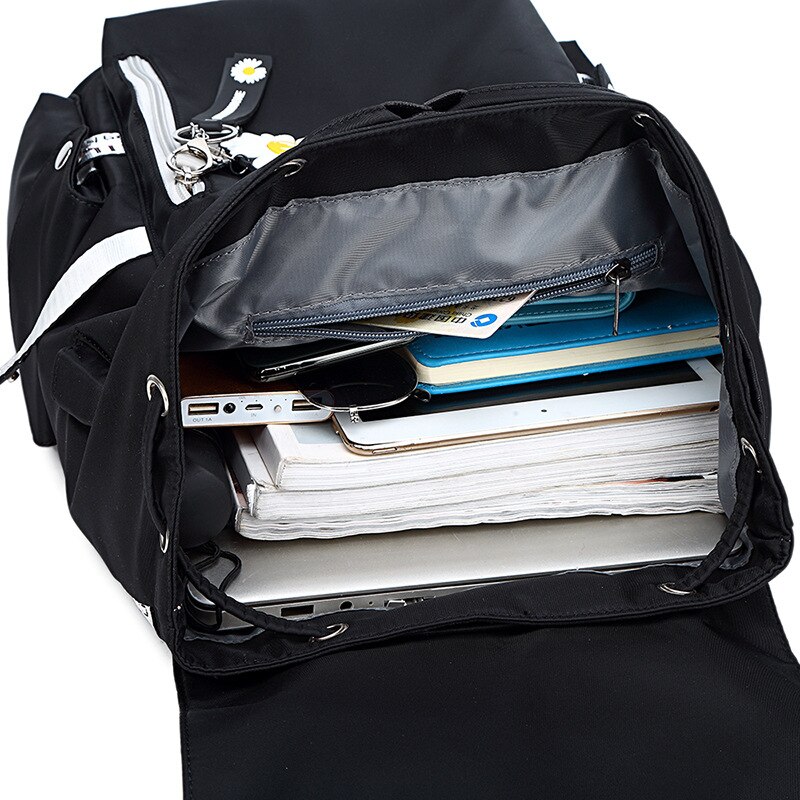 Waterdichte Usb Opladen Vrouwen Nylon Schooltassen Voor Tiener Meisjes Bloemen Gedrukt School Laptop Rugzak Student Reizen Boekentas