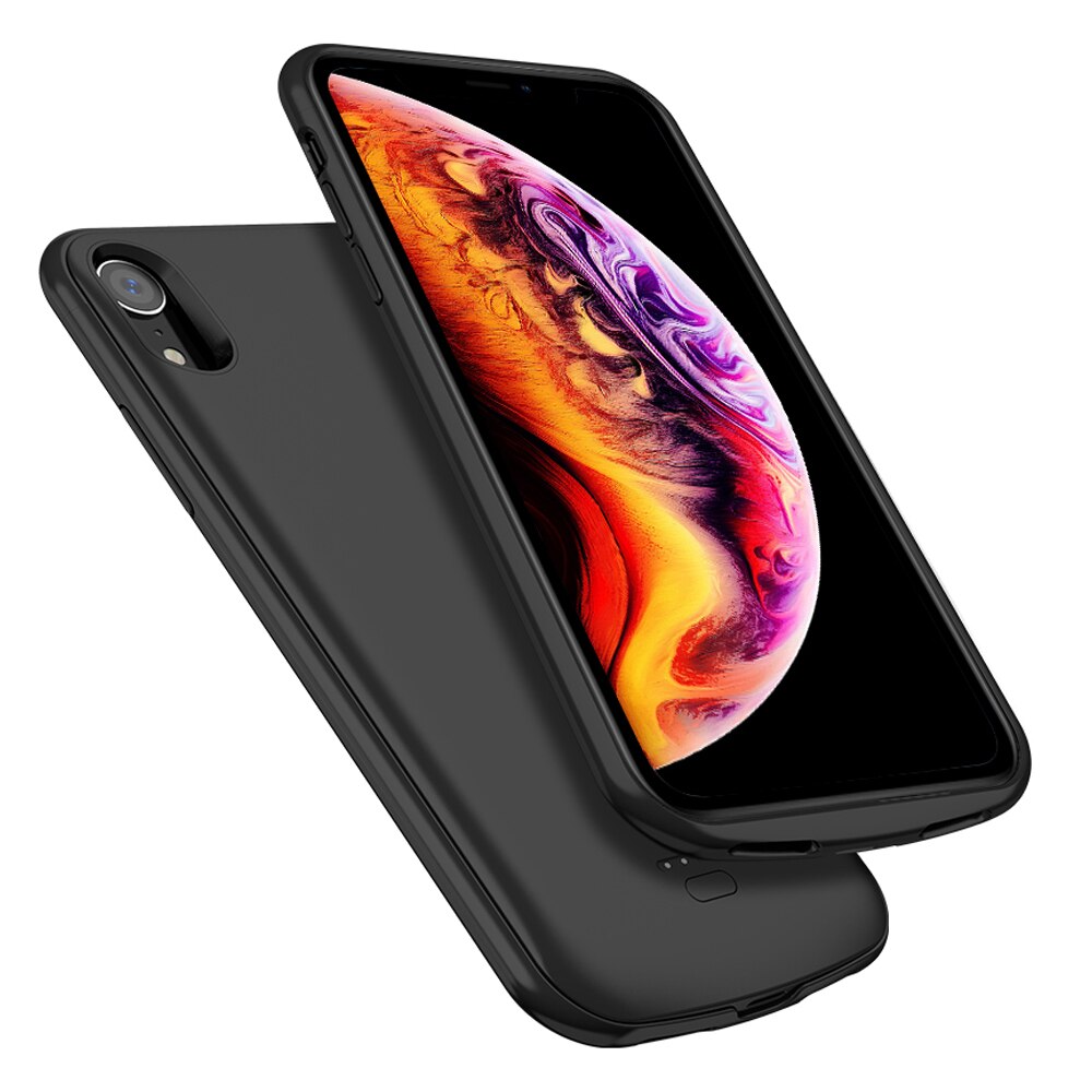 5000 mah para o iphone xr caso de carregamento da bateria externa inteligente ímã power bank pacote carregador proteger capa: Black