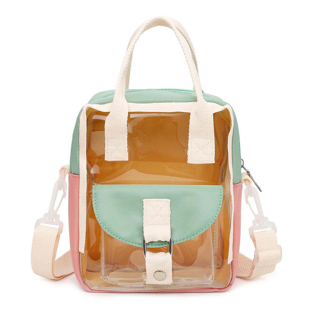 Female Top-handle Bag Student Girls Women PVC Hit Color Bagpack Hit Color Transparent Casual Backpack Travel: Green