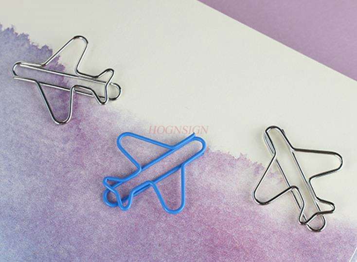 10 stücke Flugzeug papier Clip Koreanische papier Clip kreative edelstahl lesezeichen Stift farbe papier Clip
