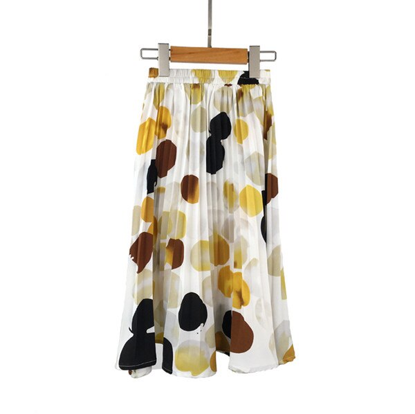 4 to 14 years kids teen girls summer dot circle print pleated maxi skirt child girl casual flare long skirt TB1163: 14