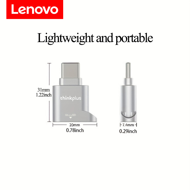 Czytnik kart Lenovo Micro SD, czytnik kart USB C na SD, czytnik kart pamięci typu C TF z adapterem USB C na USB