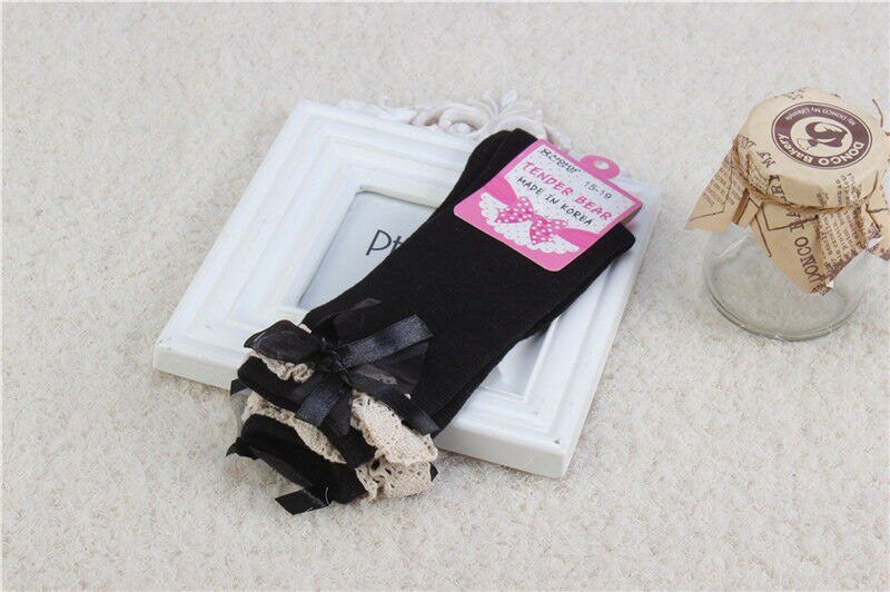 Meisjes baby tutu sokken spaans kniehoge satijnen strik sokken zacht geplooid kinderen 0-6 y: A / 3 to 6y