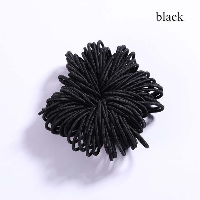100 unids/lote Color caramelo chicas de Nylon 3CM bandas de goma de la seguridad de los niños elástico bandas de pelo de cola de caballo titular Niños Accesorios para el pelo: Black
