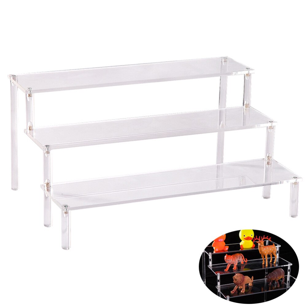 Acrylic 3-layer Storage Rack Stepped Shelf Display Stand Desktop Organizer Holder for Model (20cm): Default Title
