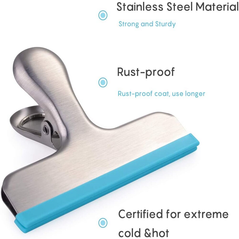 Roestvrij Staal Voedsel Opslag Clip Chip Zakken Tang Met Siliconen Strakke Seal Bag Clips Breed Duurzaam Keuken Accessoires 8Cm