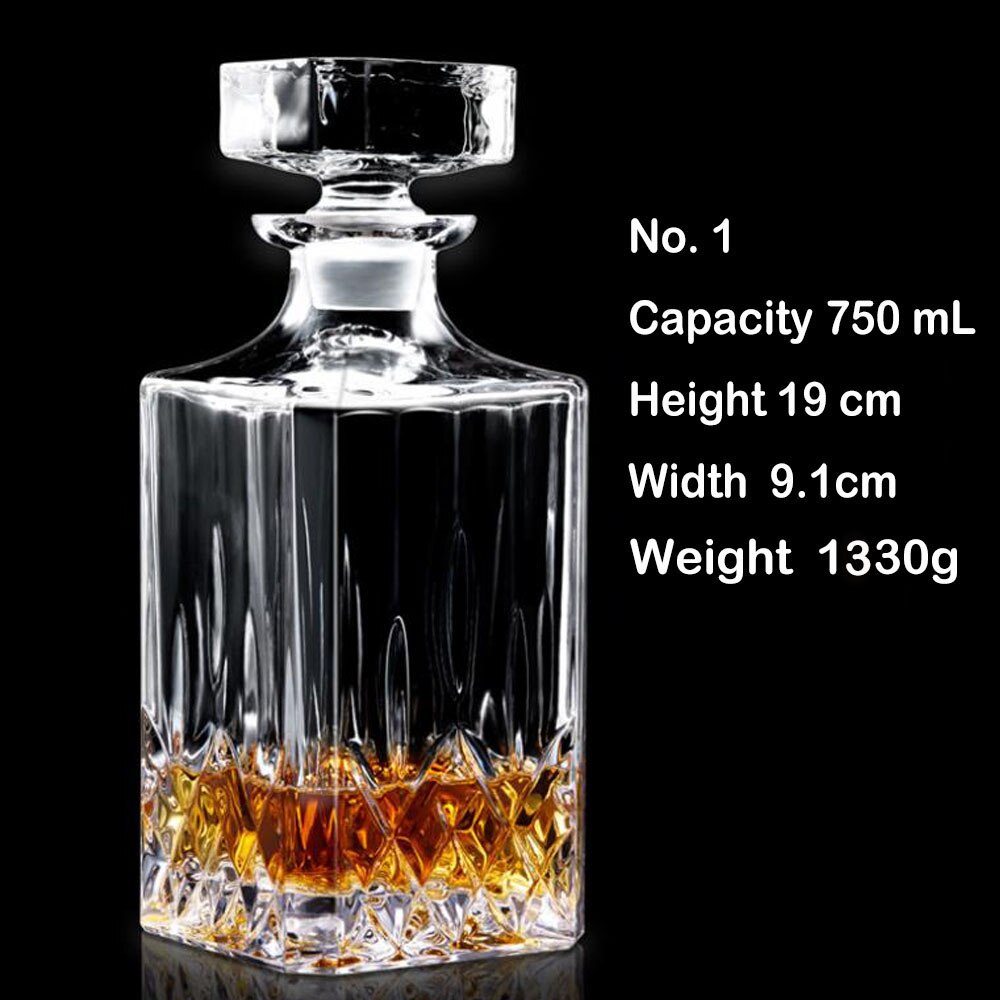 Transparent Whiskey Crystal Wine Glass Lead-free Heat Resistant Beer Brandy Vodka Containers Multi Pattern Drinkware Bar Bottle