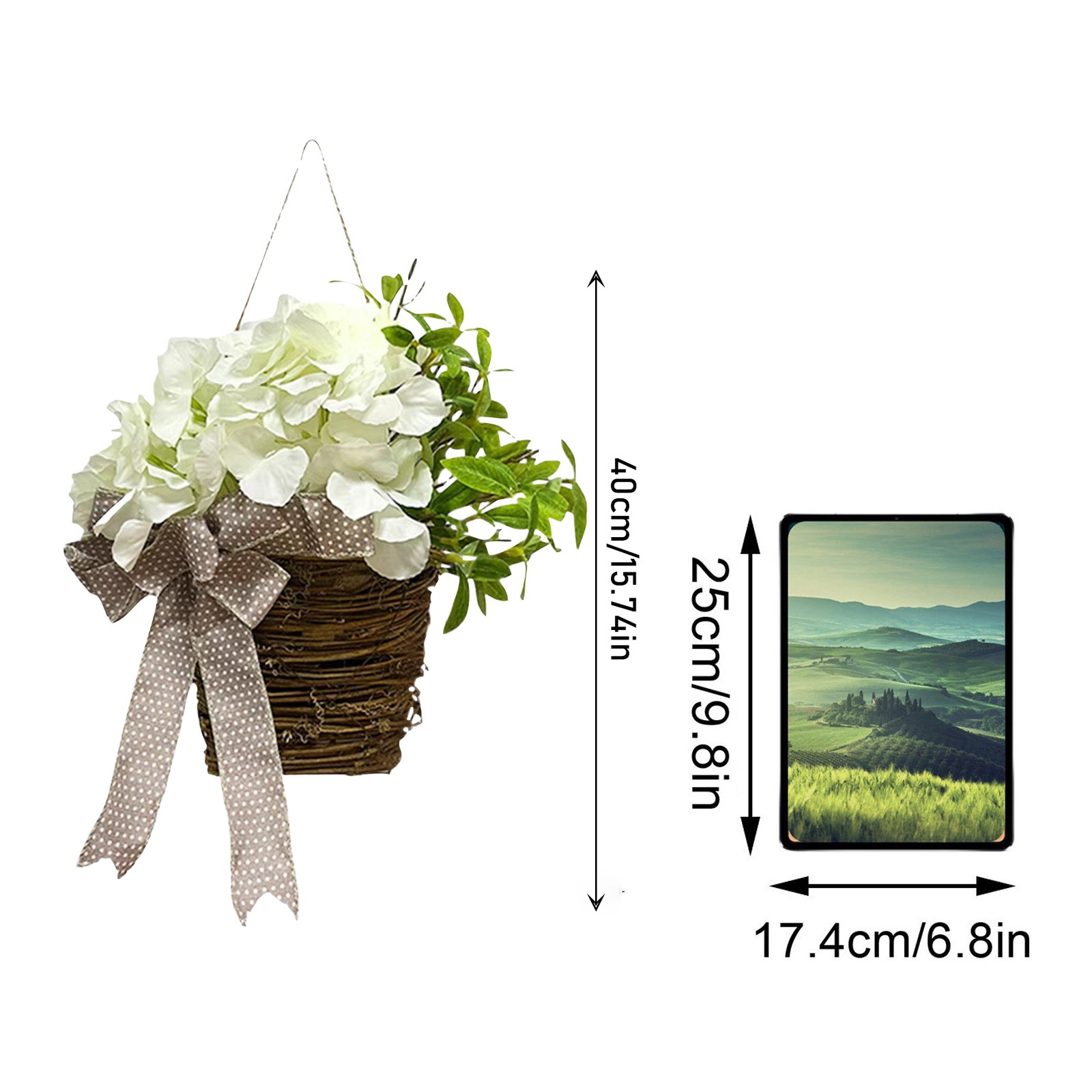 Pretty Spring Flower Wreath Basket, Forsythia Door Basket, Yellow Flower Wreath, Front Door Summer Spring Home Decoration