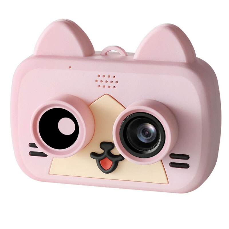 Cámara ultra-mini inteligente para niños IPS 1080P HD cámara Digital impermeable para niños 1200W cámara de dibujos animados de 2 pulgadas soporte WiFi tarjeta TF: Rosa