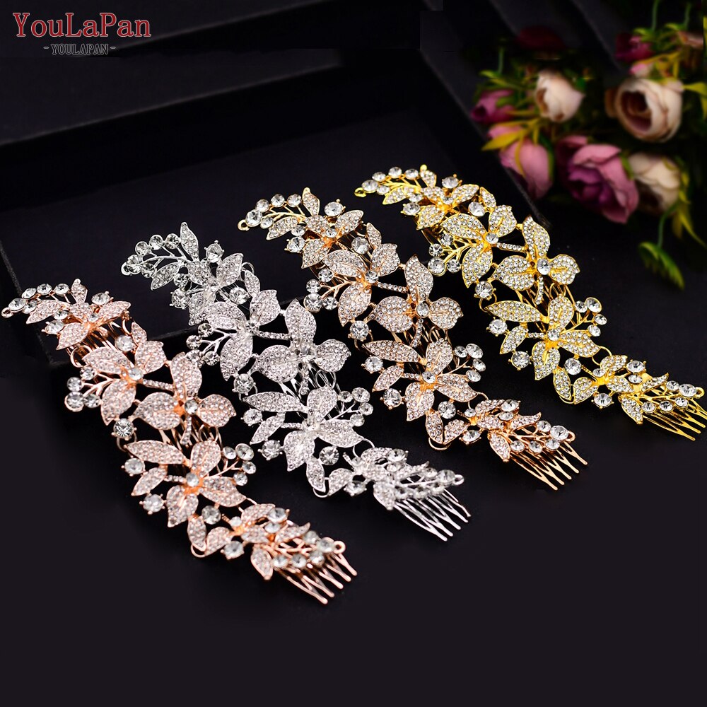 Topqueen-acessórios de cabelo hp301, estilo indiano, para noivado, fabricado em liga de flores, coroa e tiaras, prata, para casamento