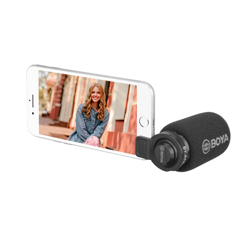 BOYA-micrófono BY-A7H de 3,5mm, Conector de micrófono de grabación de vídeo Vlogging, puerto de grabación de teléfono móvil para iphone, IOS, Huawei y Android