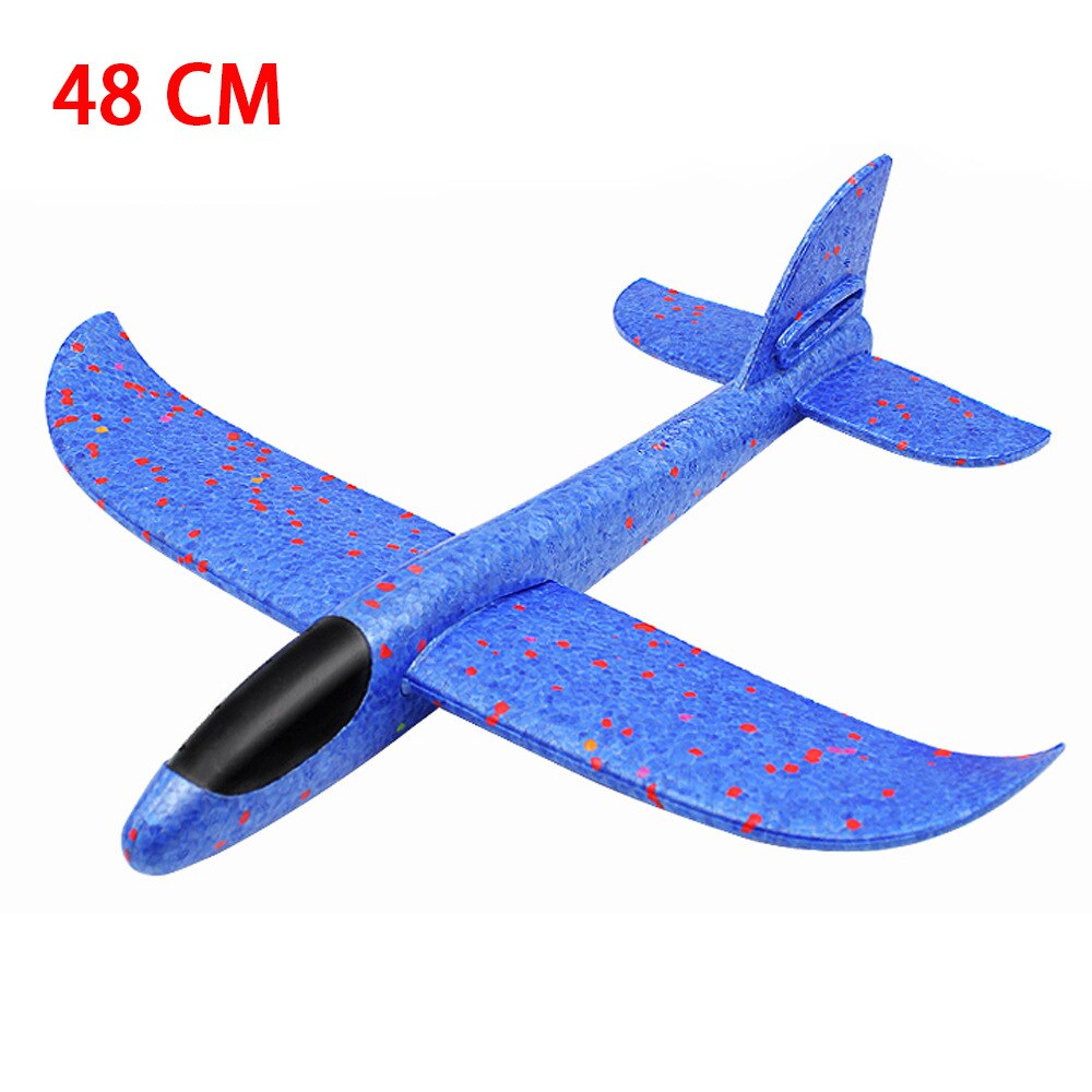 38/48Cm Hand Gooi Schuim Vliegtuig Speelgoed Outdoor Lancering Zweefvliegtuig Vliegtuig Kids Speelgoed Gratis Fly Vliegtuig Speelgoed puzzel Model Jouet: 48cm blue