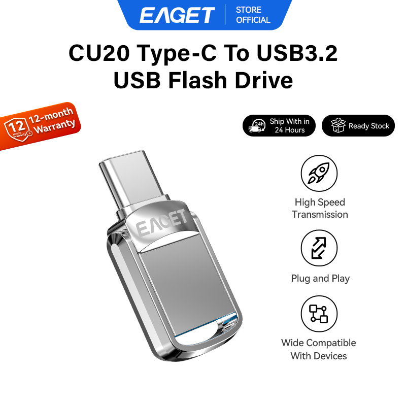 Eaget USB 3.2 Blitz-Laufwerk 2 in 1 Mini-USB und Typ-C-Stock 32 GB 64 GB 128 GB Pendrive Erinnerung Stock Blitz-Disk für PC-Telefon: schwarz / 64 GB