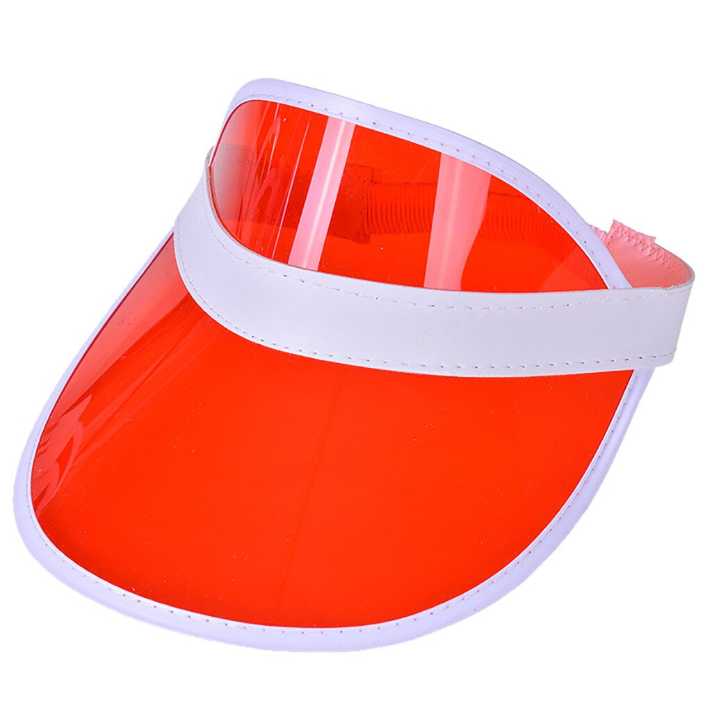 Visera transparente para hombre y mujer, visera transparente para de verano, gorra de plástico de Pvc transparente para adultos, visera, sombrero de sol Unisex para exteriores #10: Red 