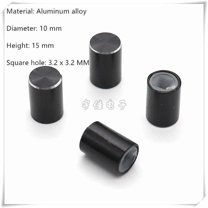 5 Stuk 10 × 15Mm Zwart Aluminium Legering Licht Touch Schakelaar Knop Cap Computer Case Sleutelschakelaar Cap Vierkante gat 3.2 × 3.2Mm