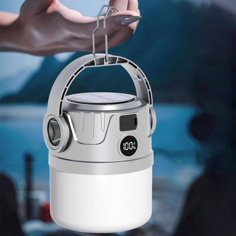 Camping Solar Lights Outdoor Tent Light Foldable Picnic Lantern 4 Speed Adjustable Lamp Flashlight Rechargeable LED Camp Lantern
