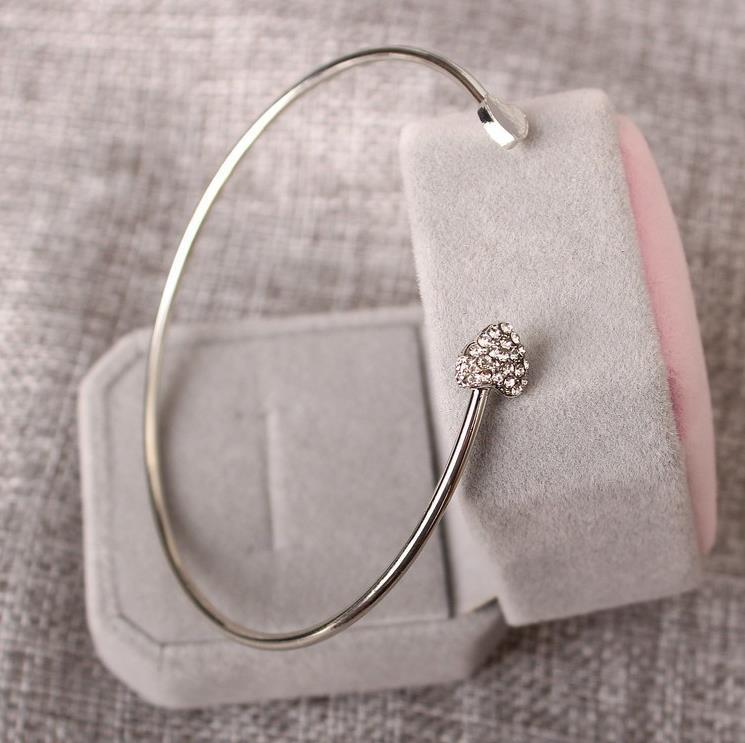 Bracelet à Double cœur réglable en cristal, nouvelle coréenne, or Rose, pour femmes et filles,: silvery