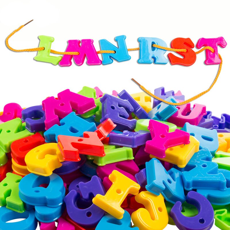 50pcs/set Geometric Figure Plastic Threading Beads Handwork Early Educational Toys Kindergarten Crafts Beads Toys