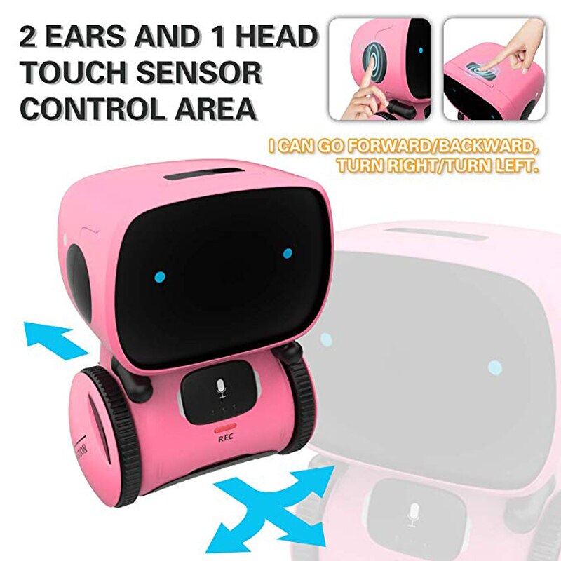 Toy Pink Robot Intelligent Robot Toy Dance Sing Repeating Recorder Touch Control Voice Control Toy for Kids Age3+