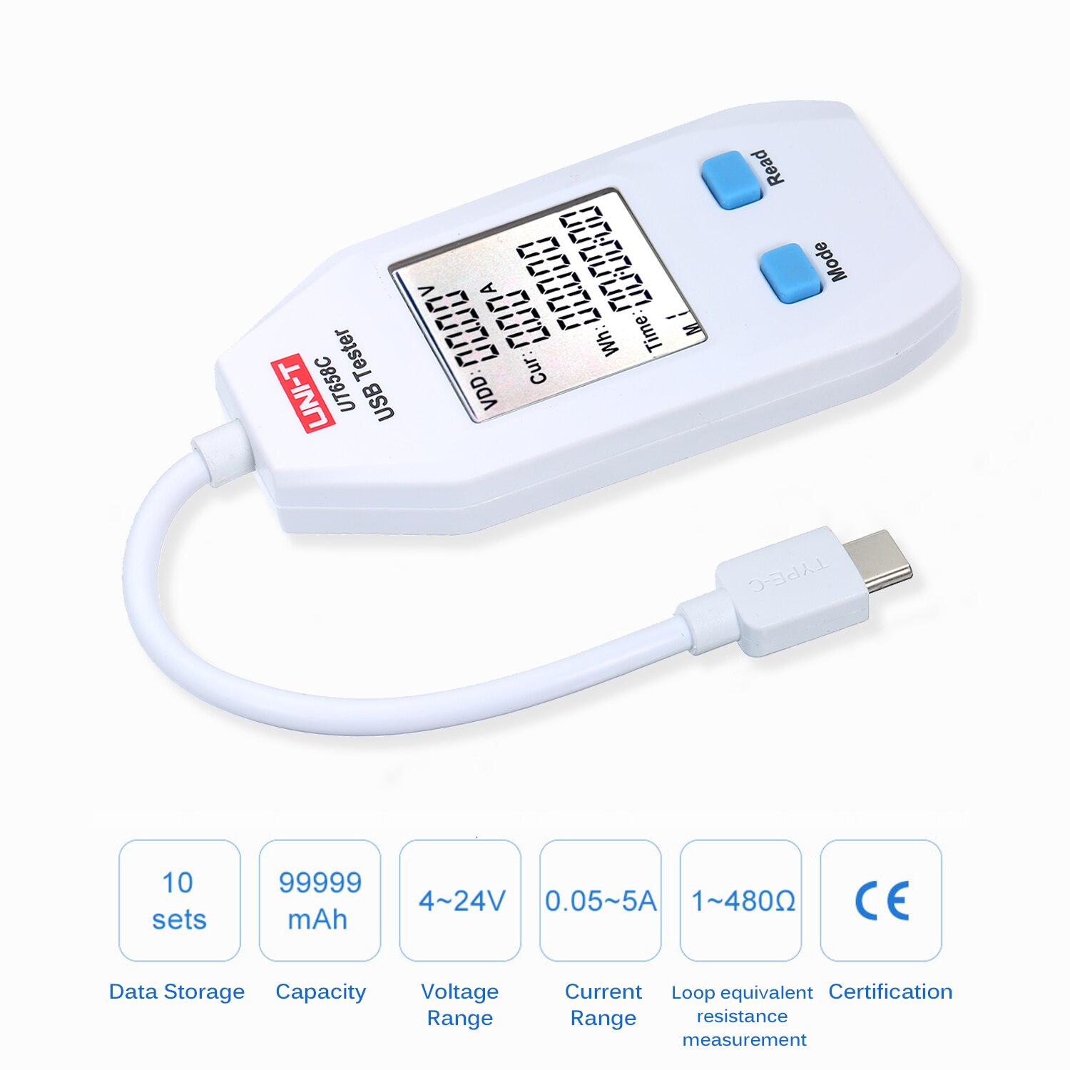 Usb-vermogensmeter lcd usb-tester detector voltmeter ampèremeter spanning stroom digitale vermogenscapaciteitstester