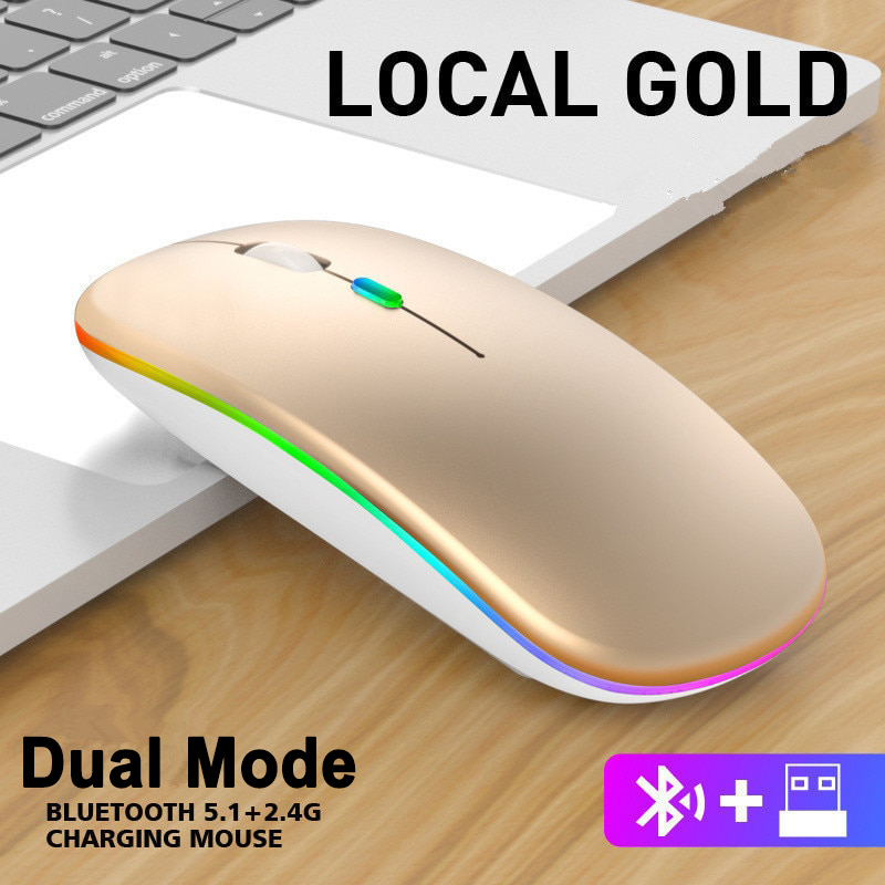 2,4G Drahtlose Maus USB Aufladbare Bluetooth-kompatibel RGB Maus Stille Ergonomische Maus Mit Hintergrundbeleuchtung Für Laptop PC ipad: Lila