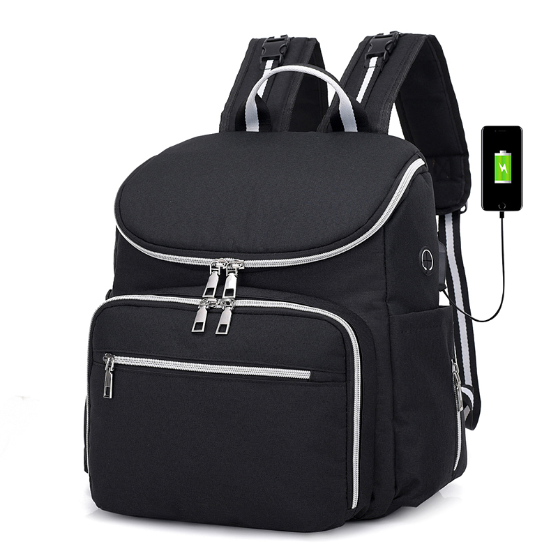 USB Multi-function large-capacity Mummy bag outlight nappy bag with bottle bag