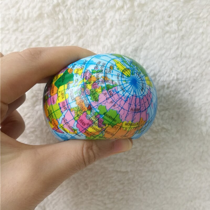 63 Mm Anti Stress Relief World Map Foam Bal Atlas Globe Palm Bal Planeet Aarde Bal Speelgoed Voor Kinderen Meisjes jongens