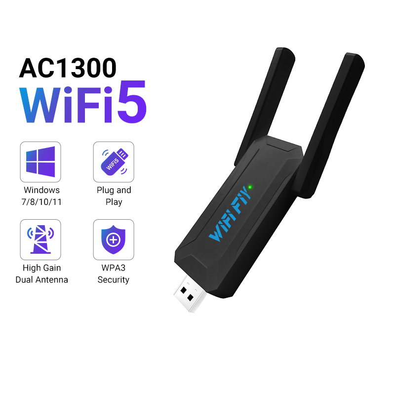 1300 mbps trådløs wifi-adapter internetnetværkskort usb 3.0 wifi-dongle til pc bærbar computer dual band 2.4g/5.8 ghz med antenne