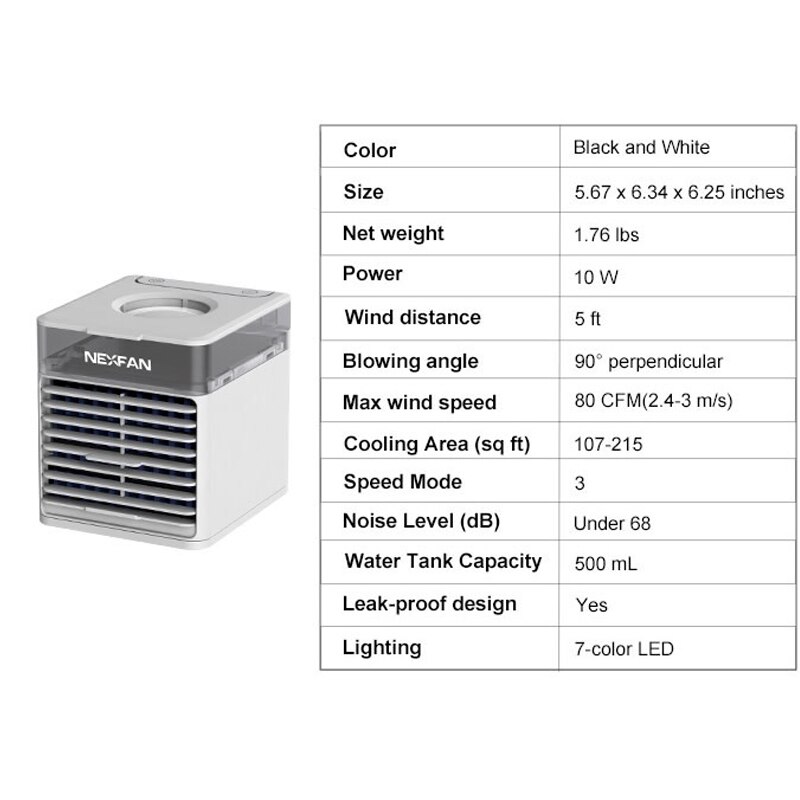 NexFan Ultra Air Cooler Fast Cooling Portable Air Conditioning Fans Enhanced Noise Reduction Cooling Fan for Home Office Outdoor