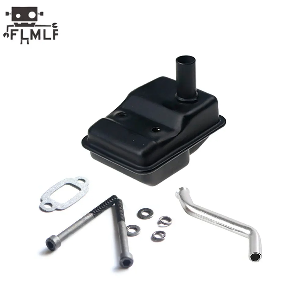 FLMLF Kit de caja de silencio de escape para motor Rc de 23CC ~ 36CC para 1/5 Hpi Rofun Km Rovan Baja Losi 5ive-T DBXL FG GoPed Redcat: Azul marino