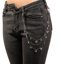 Chic Vlinder Broek Keten Multilevel Laag Metalen Kettingen Taille Sleutelhanger Side Metalen Accessoires Hanger Voor Jeans