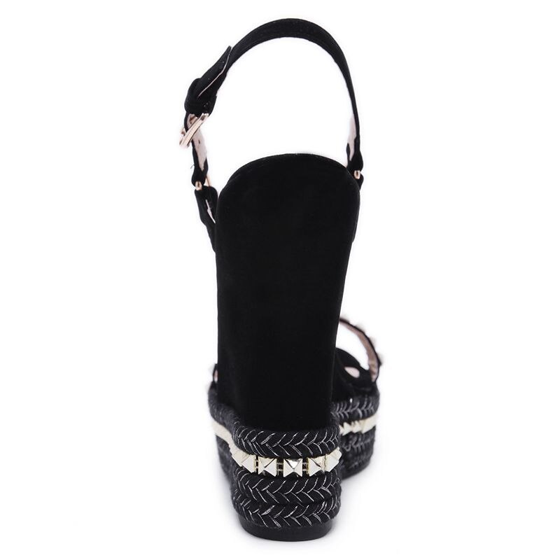 DiJiGirls sandales à talons compensés chaussures femmes talons hauts plate-forme compensée Rivet sandales Street Beat Party chaussures été pompes taille 9
