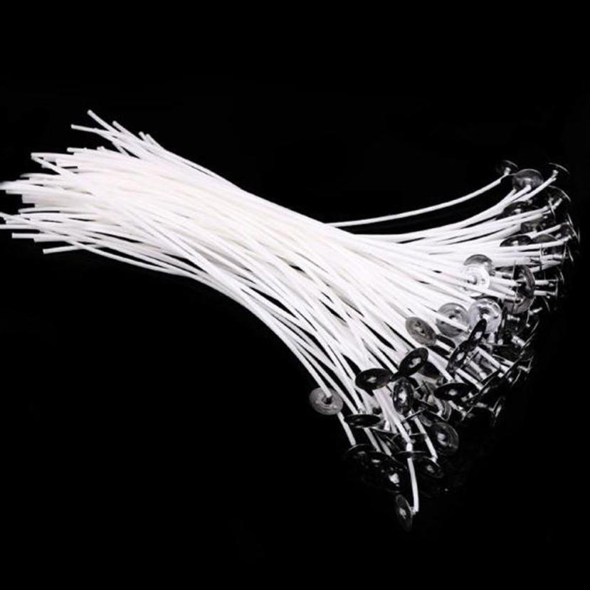 Pack 100 Pre Waxed Candle Wicks for Candle Making With Sustainers 12cm Long 50p