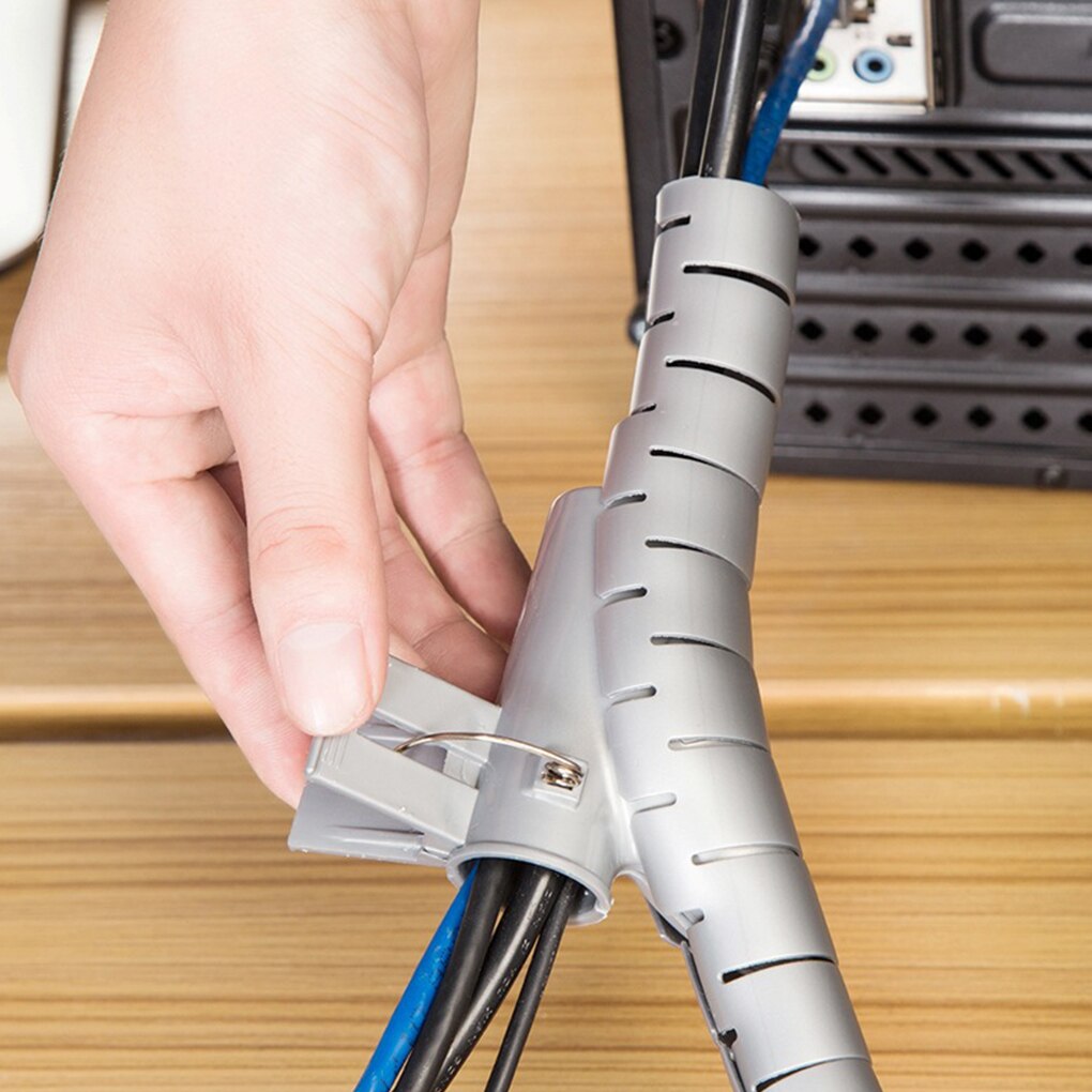 1.5/2M Line Organizer Pipe Protection Spiral Wrap Winding Cable Wire Protector Cover Tube Free Cut