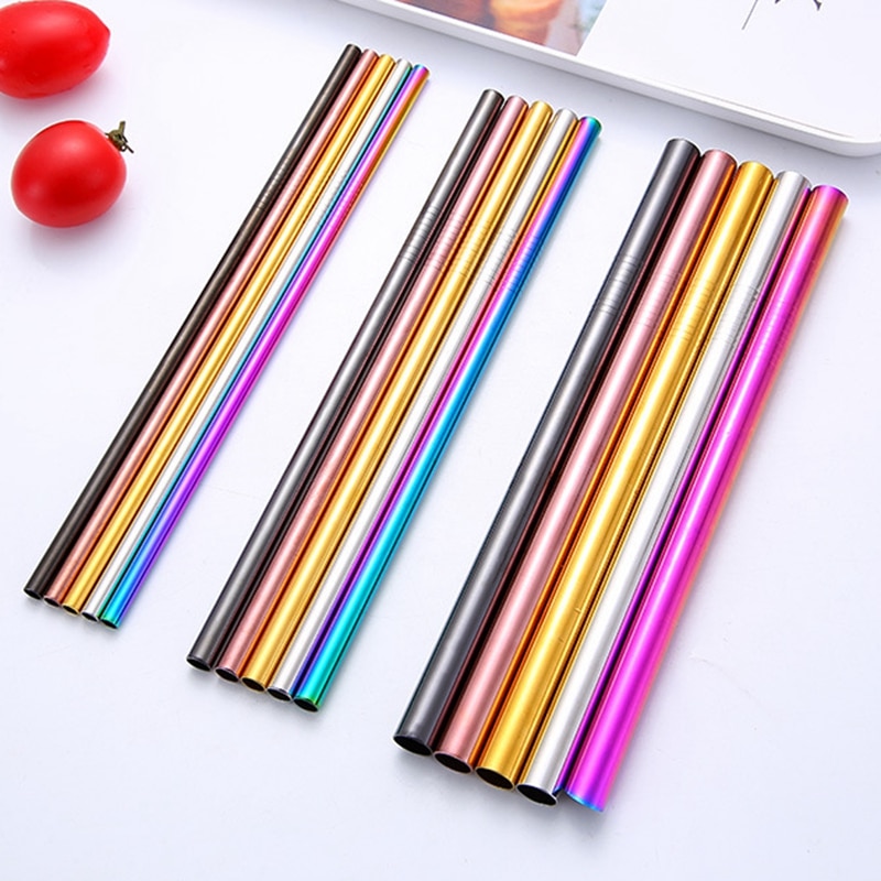 50 stuks 12mm drinkrietjes herbruikbare metalen rietjesset scherpe bubble tea rietjes 304 roestvrijstalen parel milkshake dikke rietjes buis