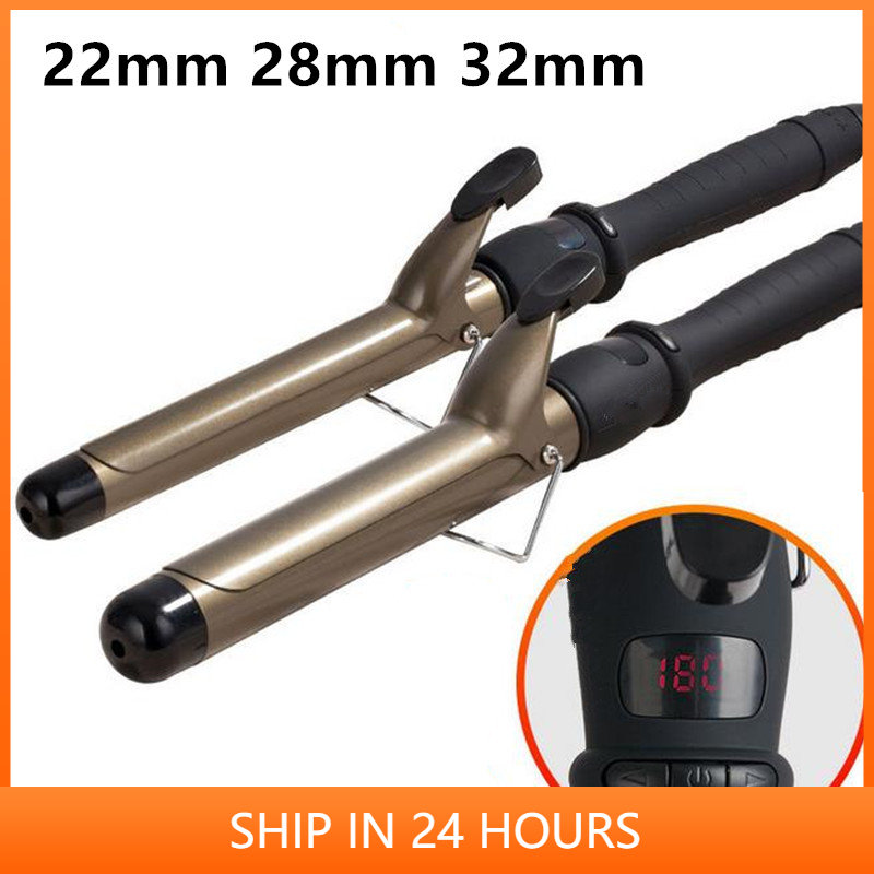 22mm stk 32mm lcd-krøllstang, temperaturjustering, hårkrølljern, keramisk krølltang, stav, stylingverktøy, 2# stk.