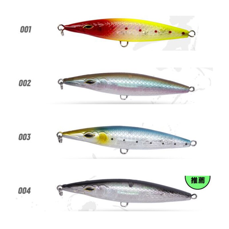 4 kpl lyijykynäkalastusuhe 90/110/130mm topwater stickbaits -kalastussyötit kelluva kävelyretki koira vaaput kalalle meribasso  dt3002: 1234 / 90mm 12g