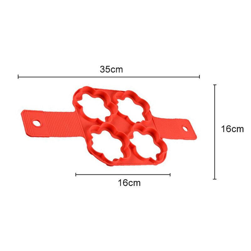 Cucina Flip fornello silicone uovo pancake creatore stampi per torte anello per torta frittata stampi per uova fritte pasticceria strumenti di cottura BK259: 4 Hole fiore