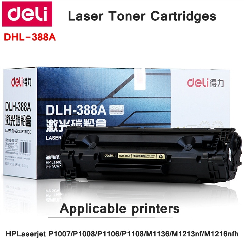 Deli -388a tonercartridges voor hp laserjet  p1007/p1008/p1106/p1108/m1136/m1213nf/m1216 inclusief 80g tonerpoeder, print 1500 pagina's