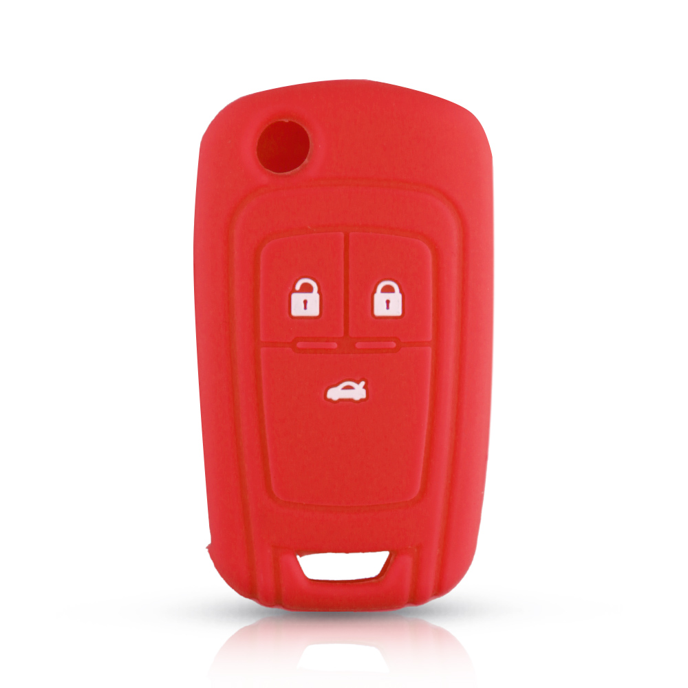 Funda de silicona para llaves de coche, cubierta de mando a distancia para OPEL, VAUXHALL, Astra J, Corsa E, Insignia, Zafira C, Buick Hideo, llave plegable: red