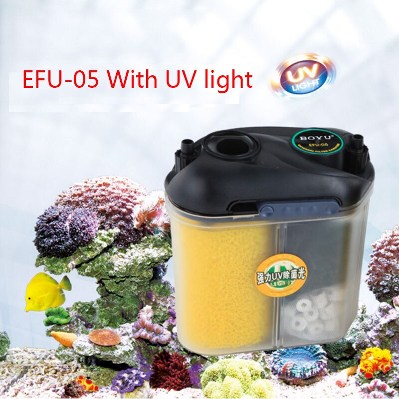 BOYU fish tank external filter barrel fish tank aquarium with UV light filter fish pond filter box EFU-05 UV5W: UK adapter plug
