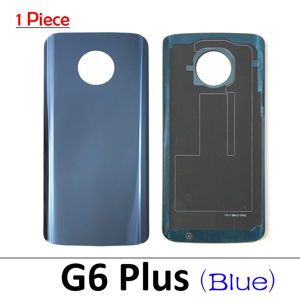 Battery Back Cover Rear Battery Housing with Glue For Motorola Moto G5 G6 E6 Play E7 Plus G8 Power Lite One Vision X4: G6 plus Blue