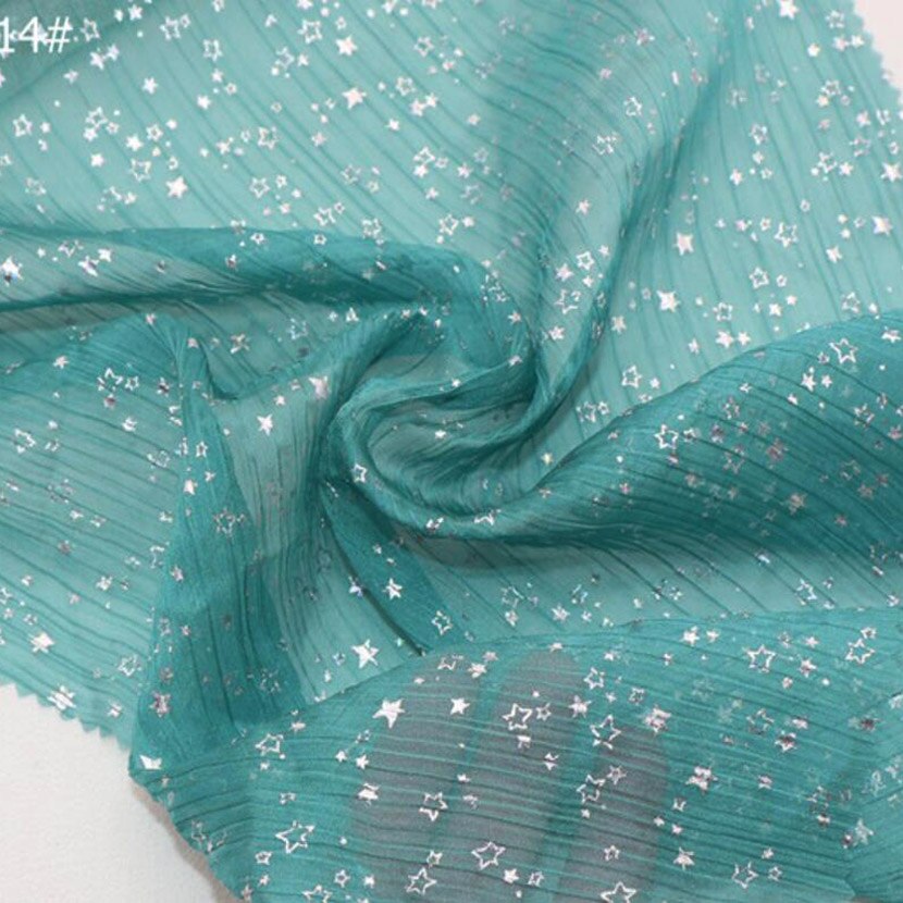 Cosplay Chiffon Stof 30D Zilveren Ster Gebronste Stof Glanzende Stof Bronzing Kostuum Jurk Stof DIY: Blue-Green