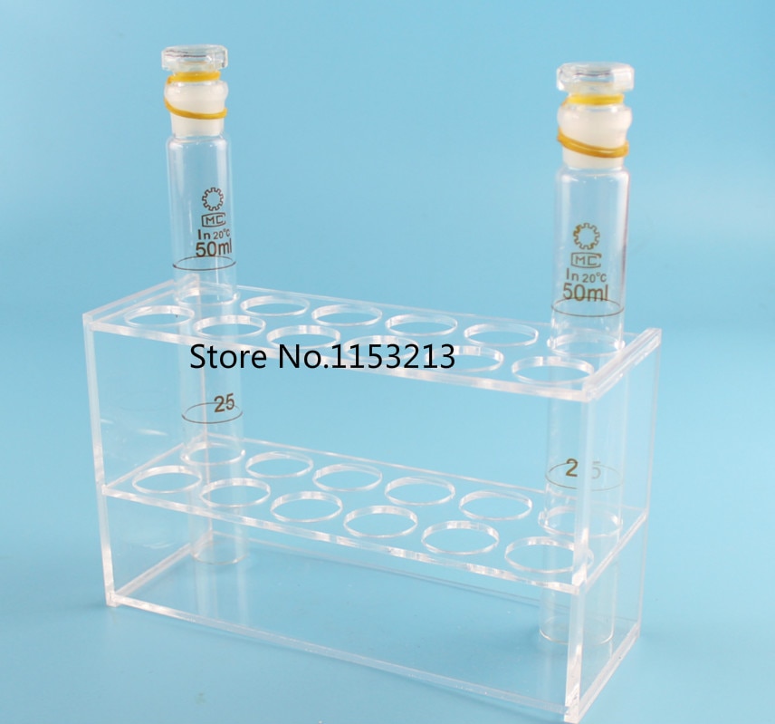 50ml * 12-Holes organic glass test tube rack 12 vents rectangle transparent Plexiglass colorimetric tube rack diameter 26mm