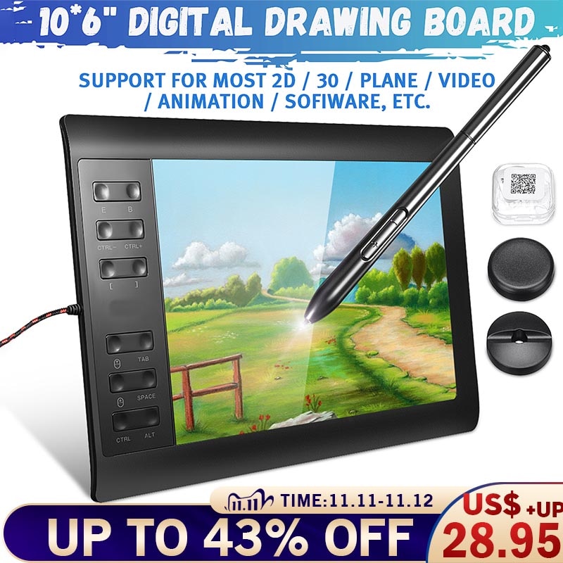9.4x14.17'' Graphics Tablet 8192 Levels Graphic Drawing Tablet Digital Tablet 233 Point Quick Reading Signature Pad Drawing Pen